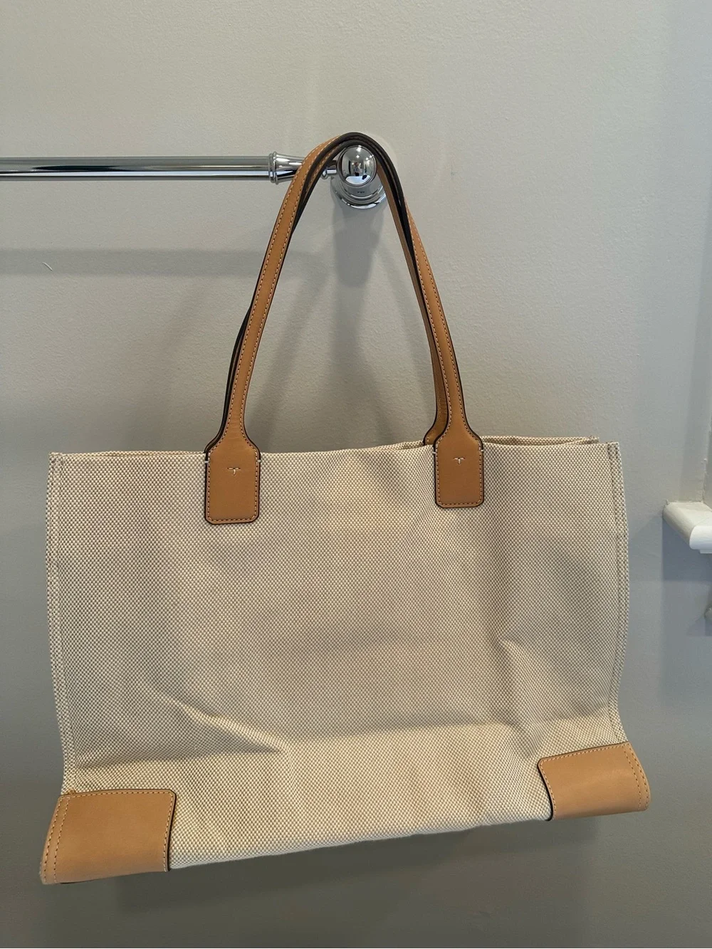 Tory Burch Ella Canvas Tote with Tan Leather Trim